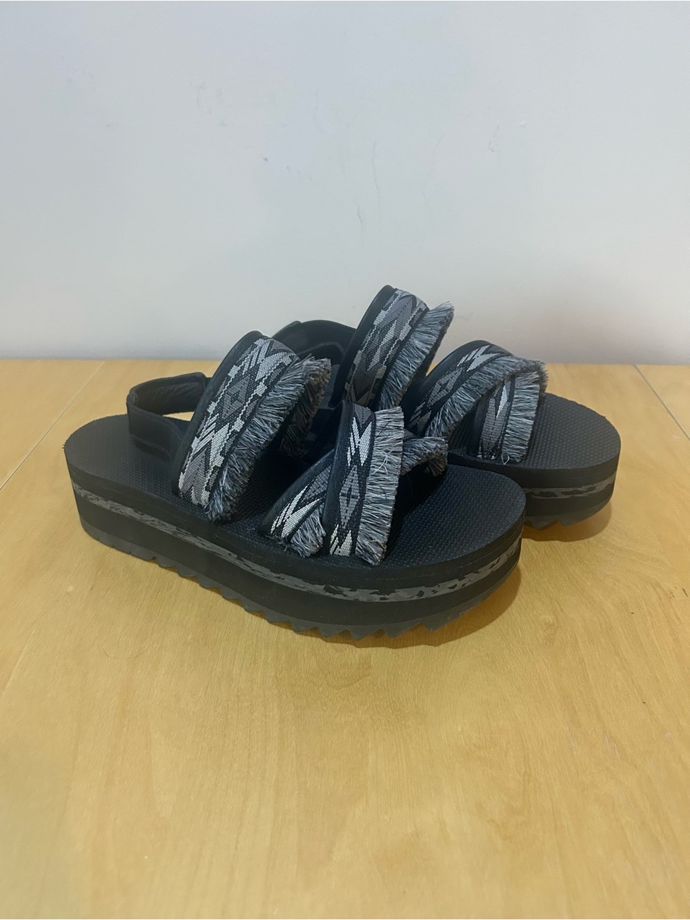 NWOT Teva x Free People Black Ceres Fringe Platform Sandal, Sz 10